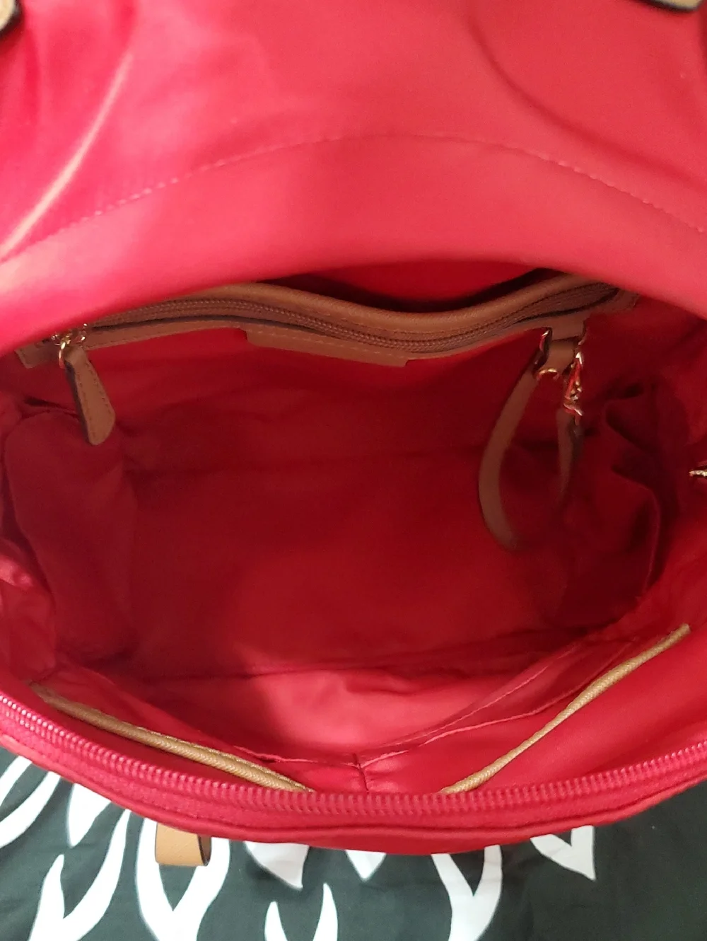 Michael Kors Red Nylon Charm Backpack with Gold Hardware - Picture 8 of 8